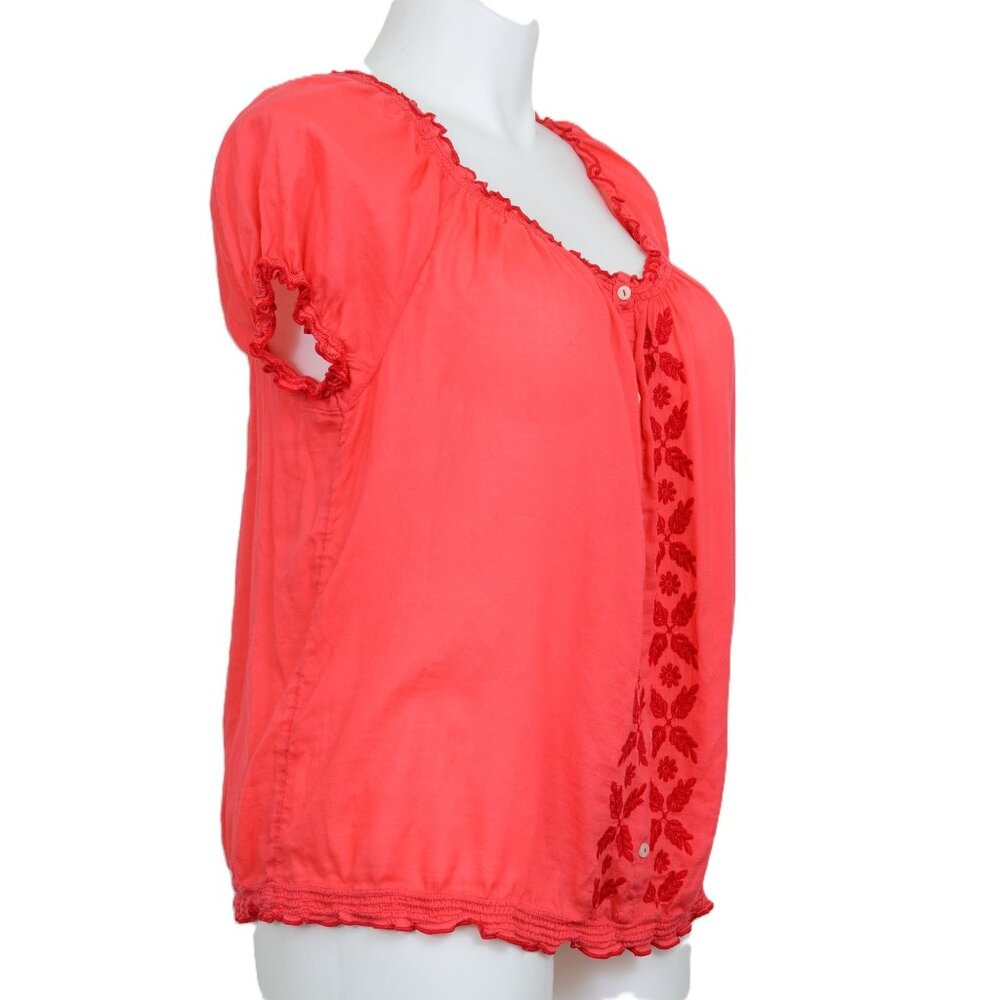 St. Johns Bay PLUS Size 1X Milkmaid Peasant Boho Puff Sleeve Blouse Top Cottage - Picture 3 of 9